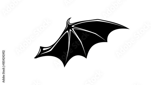 Black Bat Wing Silhouette Isolated on White Background