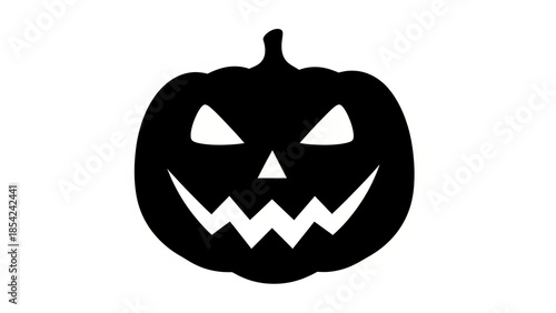 Black Halloween Pumpkin Silhouette with Scary Face Icon