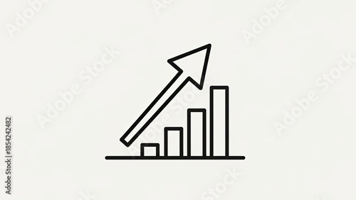 Growth Chart Arrow Upwards, Business Success Concept, Minimalist Icon