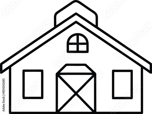 Classic Farm Barn House Flat Vector Illustration on White Background