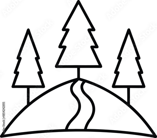 Coniferous Pine Forest Vector Illustration on White Background
