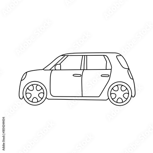 doodle art, children's coloring book car illustrations, line art car pictures