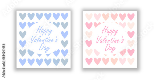 Set of Valentine's Day cards with colorful hearts