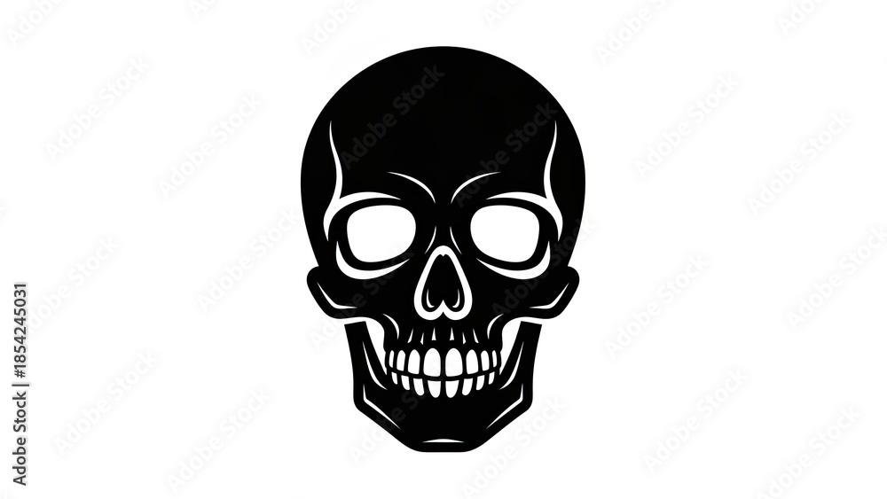 Fototapeta premium Black Skull Graphic Icon Isolated on White Background