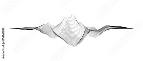 Abstract white waveform line, smooth sound wave and minimal flowing curve design, vector