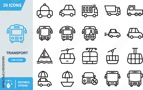 Blue line icon bus transport