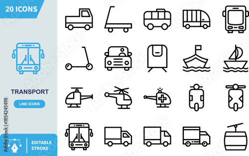 Simple outline bus transport icon