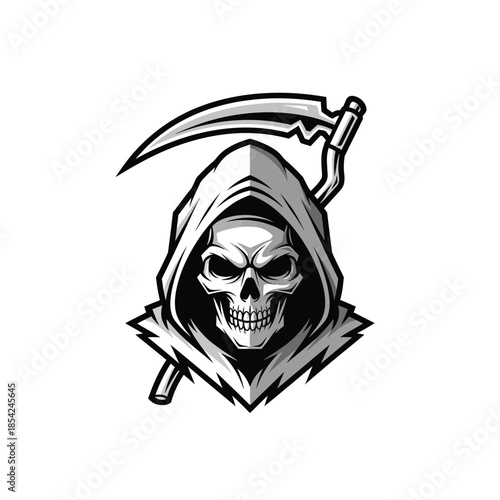 Grim Reaper Skull with Scythe: A Symbol of Mortality.