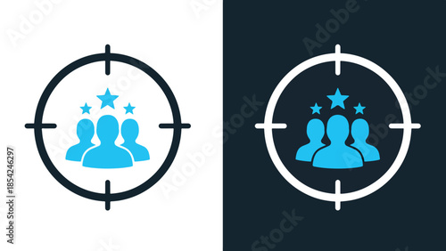 Team target icons - Blue icon set - Solid icons vector collection - Vector icon set - Line and glyph solid icon set - Icon vector - Flat Design Icon