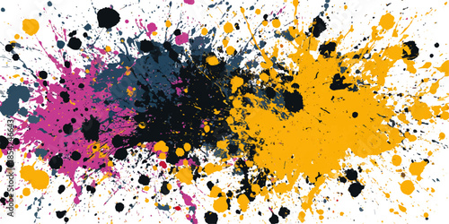 Vibrant splash of colors: abstract art with pink, yellow, and black