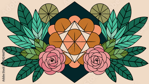 Geometric botanicals come together in a crisp, modern bouquet with a structured, flat look