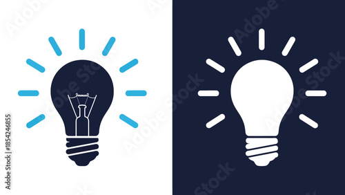 Lightbulb icons - Blue icon set - Solid icons vector collection - Vector icon set - Line and glyph solid icon set - Icon vector - Flat Design Icon