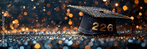 Panoramic Graduation Cap With Bokeh Lights And 226 Number