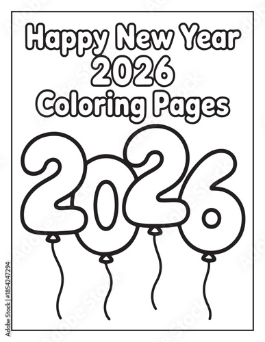 Happy New Year 2026 Coloring Pages