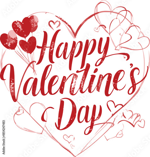 Love day quotes and lettering with hearts and cupids, Valentine's day vector set.
