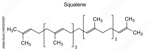 Squalene, chemical structure of squalene, drug substance