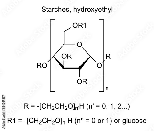Starches, hydroxyethyl, chemical structure of starches, hydroxyethyl, drug substance