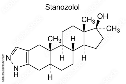 Stanozolol, chemical structure of stanozolol, drug substance