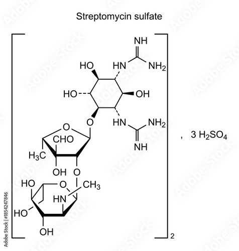 Streptomycin sulfate, chemical structure of streptomycin sulfate, drug substance