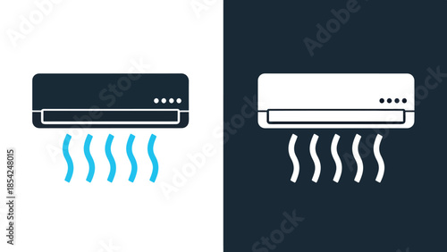 Air conditioner icons - Blue icon set - Solid icons vector collection - Vector icon set - Line and glyph solid icon set - Icon vector - Flat Design Icon