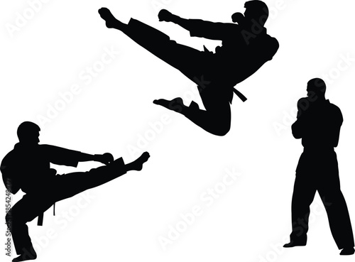 Martial arts training session with instructor and two students