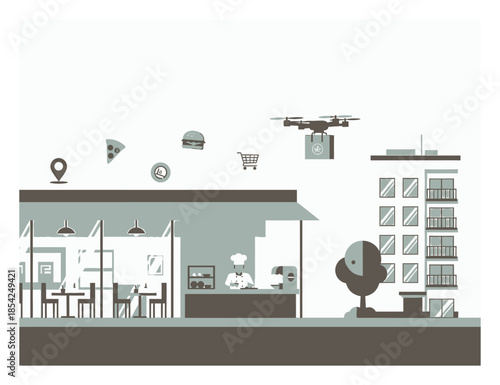 Modern Isometric Food Delivery Service Illustration. 3D Vector Concept for Online Ordering, Logistics, and Courier App on White Background.