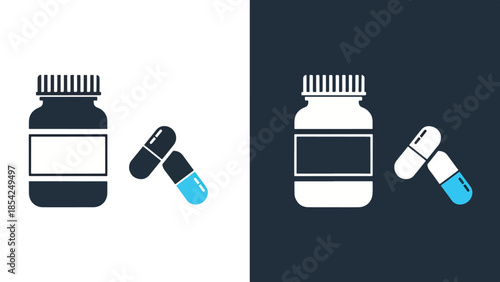 Blue icon set - medicine - Blue icon set - Solid icons vector collection - Vector icon set - Line and glyph solid icon set - Icon vector - Flat Design Icon