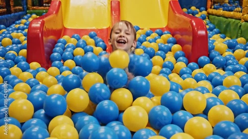 Joyful Playtime - A Childs Adventure in a Colorful Ball Pit.