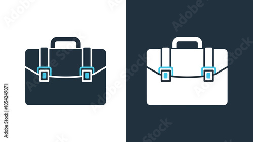 Briefcase icons - Blue icon set - Solid icons vector collection - Vector icon set - Line and glyph solid icon set - Icon vector - Flat Design Icon