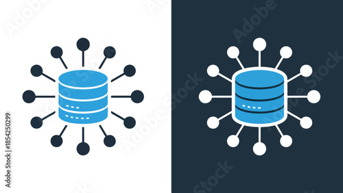 Database network icons - Blue icon set - Solid icons vector collection - Vector icon set - Line and glyph solid icon set - Icon vector - Flat Design Icon