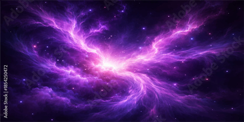 An abstract deep blue space background featuring a bright nebula and a dark starry galaxy cosmos with glowing constellations and stardust across the infinite universe illustration