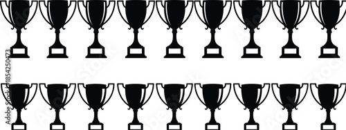 Trophy cup silhouette set with multiple award icons representing achievement victory success and competition isolated on white background vector illustration