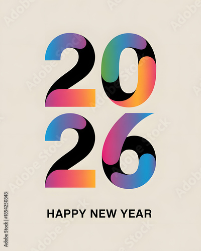 Happy New Year 2026 Modern Gradient Typography Design