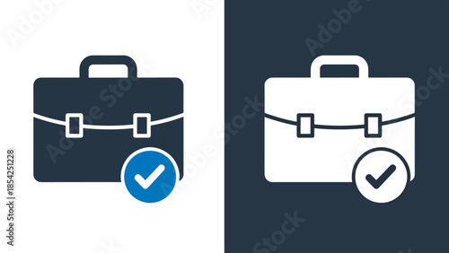 Business briefcase icons - Blue icon set - Solid icons vector collection - Vector icon set - Line and glyph solid icon set - Icon vector - Flat Design Icon