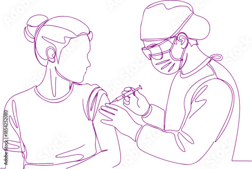 Healthcare professional administering vaccine vector Illustration