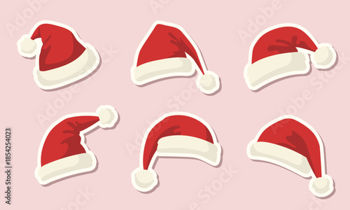 Santa Claus hat sticker collection 