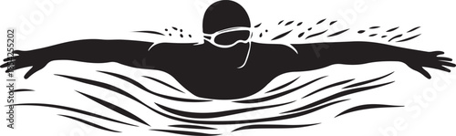Swimmer Swimming Silhouette Vector on Transparent Background
