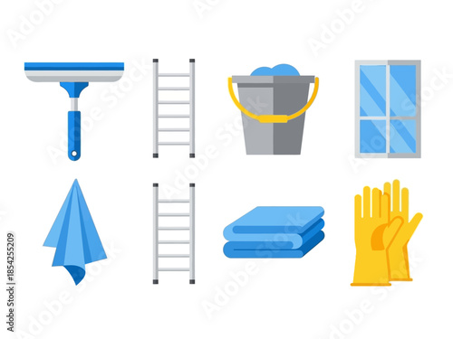 Cleaning Supplies A Colorful Vector Illustration Featuring Various Cleaning Tools for Home and Office