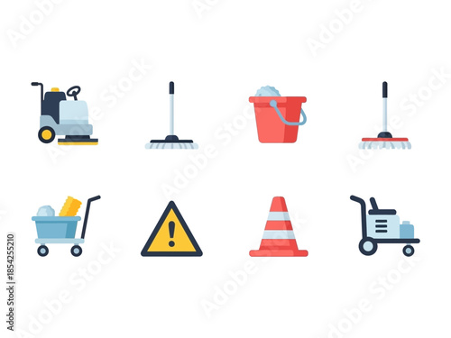 Cleaning and Maintenance Icon Set A Comprehensive Collection for Various Applications