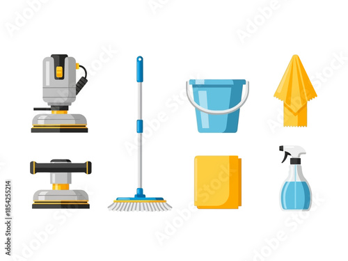 Cleaning Tools Set Mop, Bucket, Sprayer, and More - Essential Equipment for Cleanliness