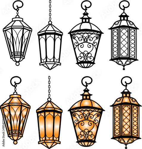 Illustration of Decorative Ramadan Lanterns for Islamic Festivals and Eid .