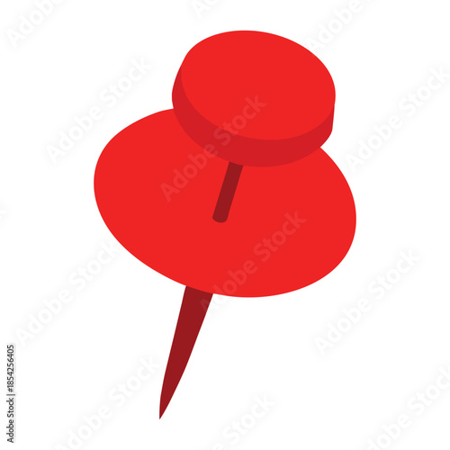 Red Push Pin 3D Rendering Isolated on Transparent Background