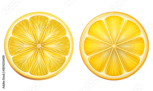 Two halves of a lemon isolated on transparent background