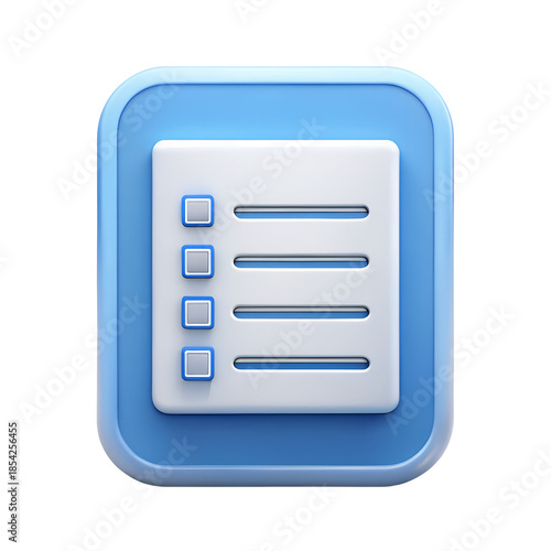 A 3d icon of a document or form isolated on transparent background