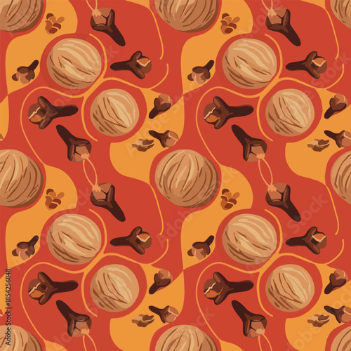 Yarn balls and knitting needles pattern.