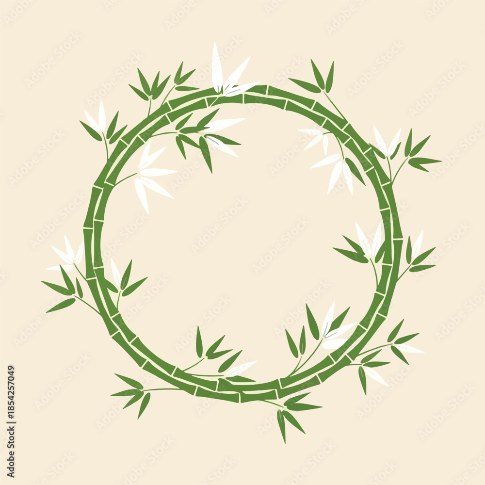 Naklejka premium Bamboo Wreath with White Flowers.