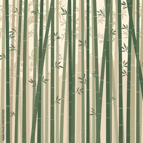 Bamboo Stems and Leaves Pattern Closeup.