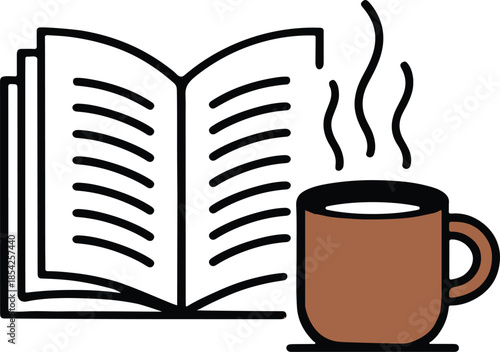 Book + warm drink icon