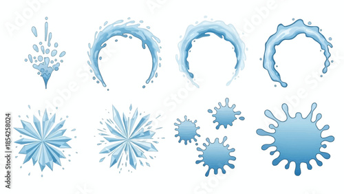 Collection of Water Splashes and Splatters Creative Vector Illustrations of Liquid Effects