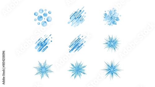 Abstract Blue Watercolor Elements A Collection of Artistic Shapes and Designs